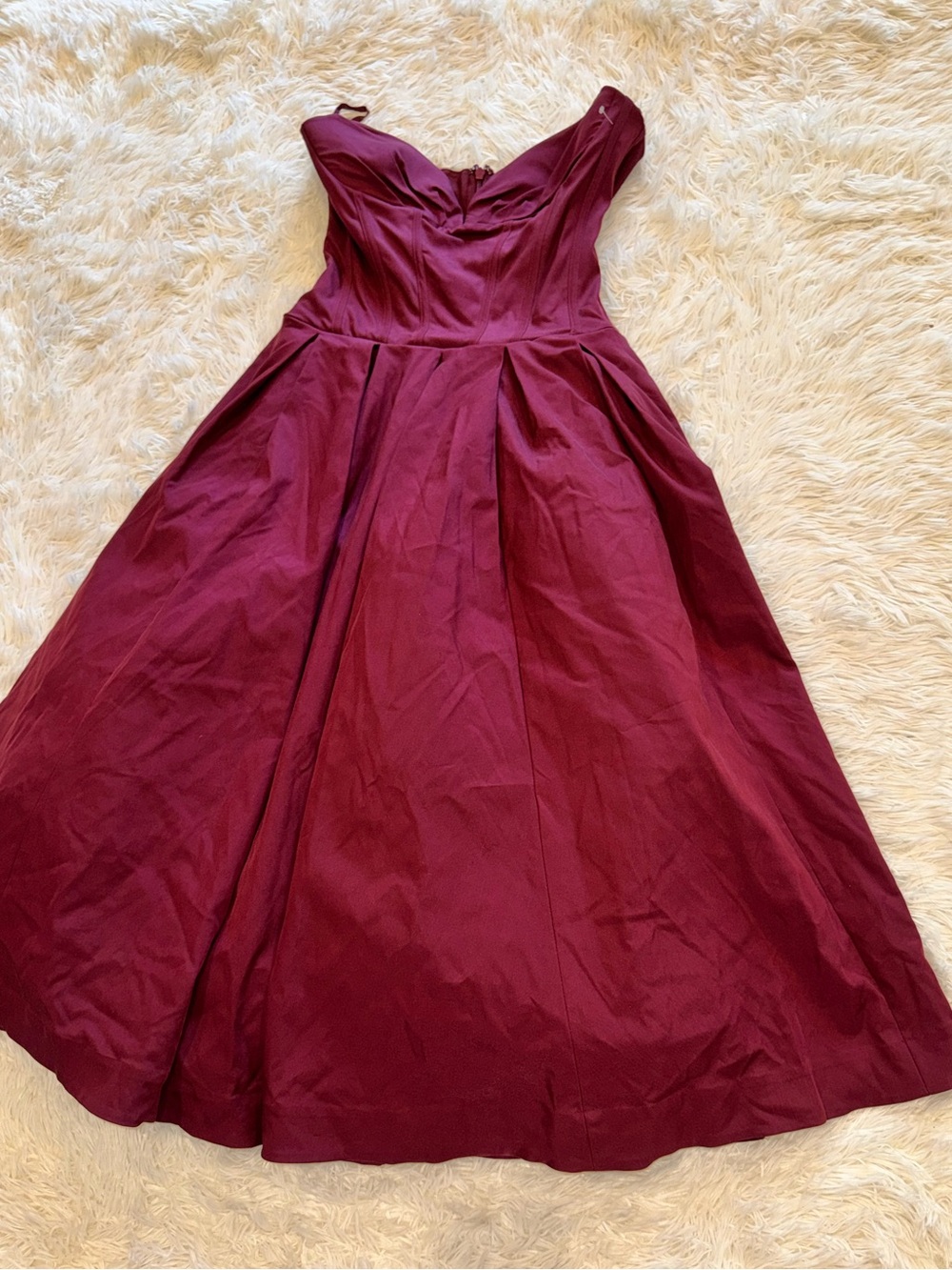 NEW House of CB Lady Strapless corset burgundy red Midi Dress sz L+ XL - Picture 7 of 12